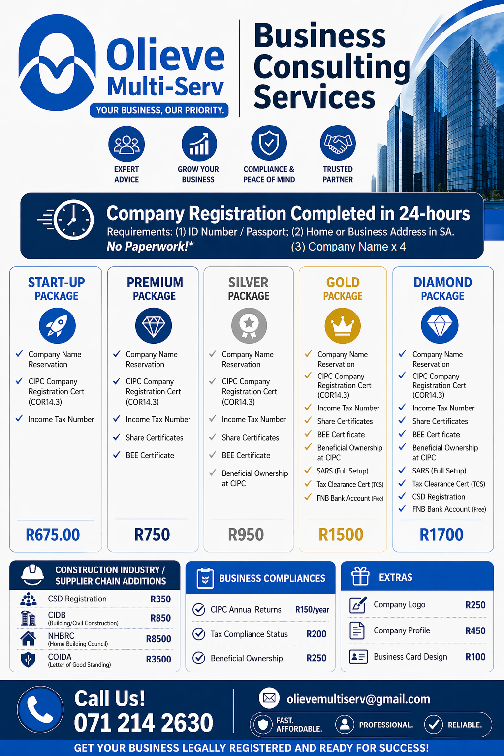 Olieve Multi Serv: Business registration packages service poster